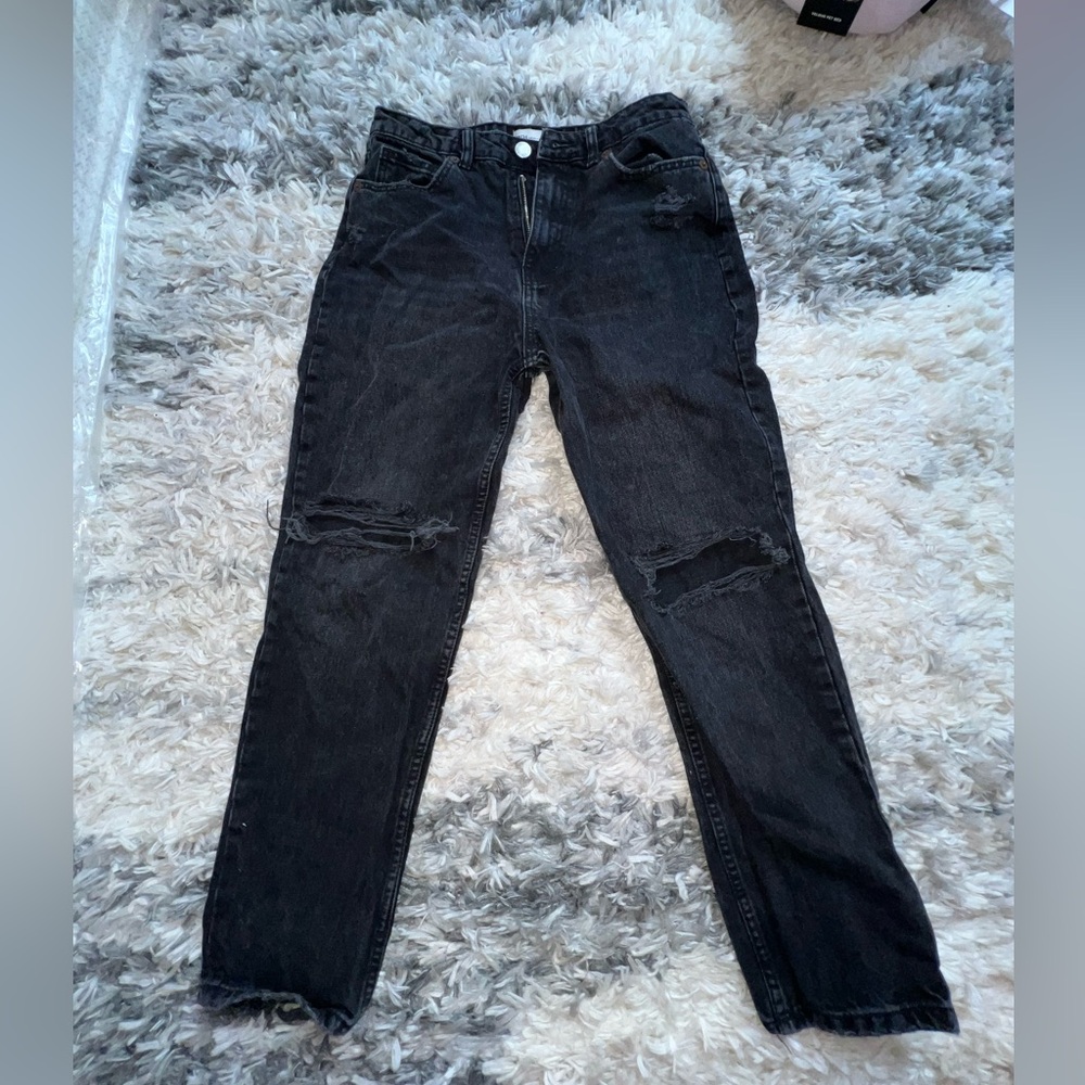 Zara Black Distressed Denim Jeans